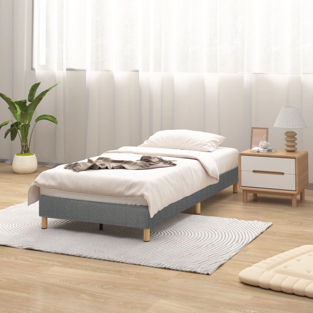 NNEDSZ Metal Bedframe Mattress Foundation (Dark Grey) – King-2