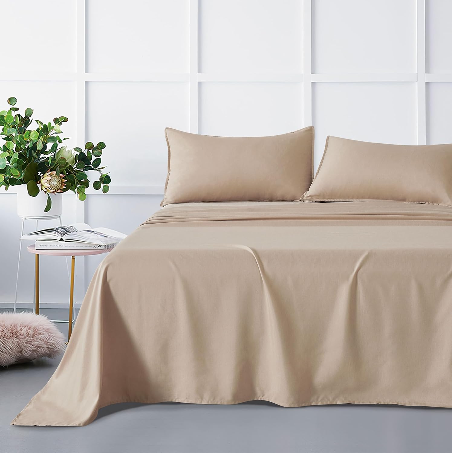 NNEDSZ Bamboo Microfibre Sheet Set - Linen - King Single-0