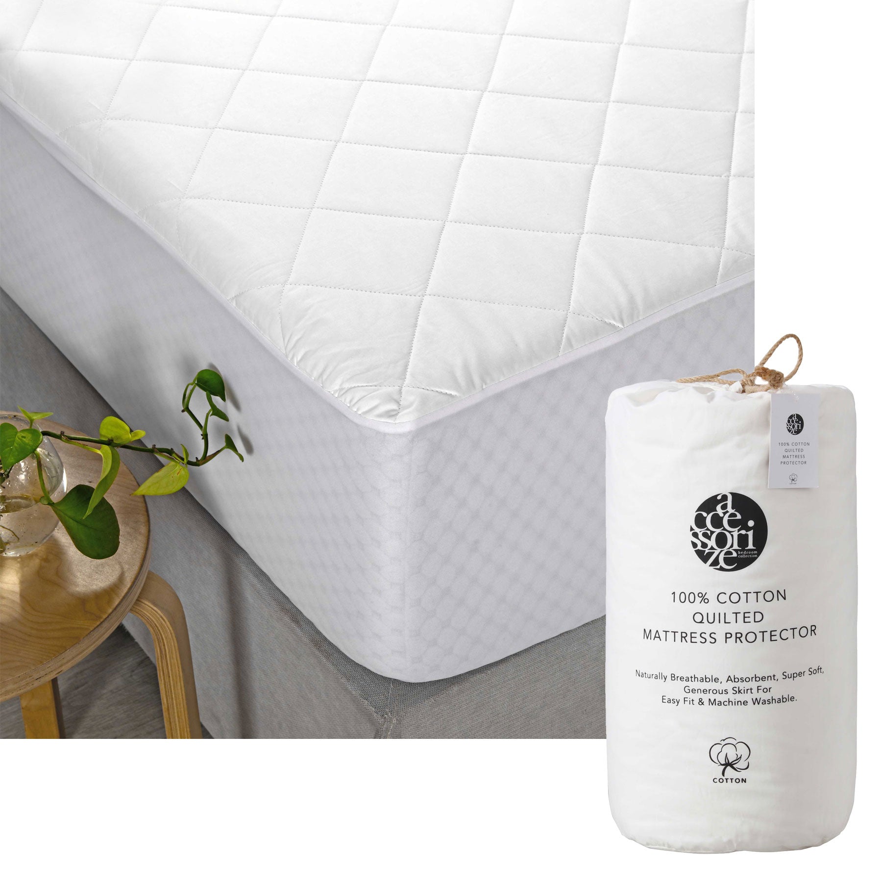 NNEDSZ Accessorize Cotton Quilted Mattress Protector Single-0