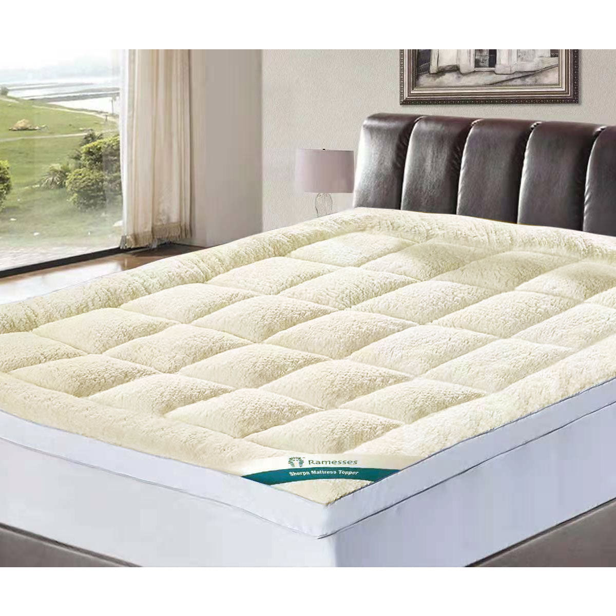 NNEDSZ 1600GSM Sherpa Winter Mattress Topper King-0