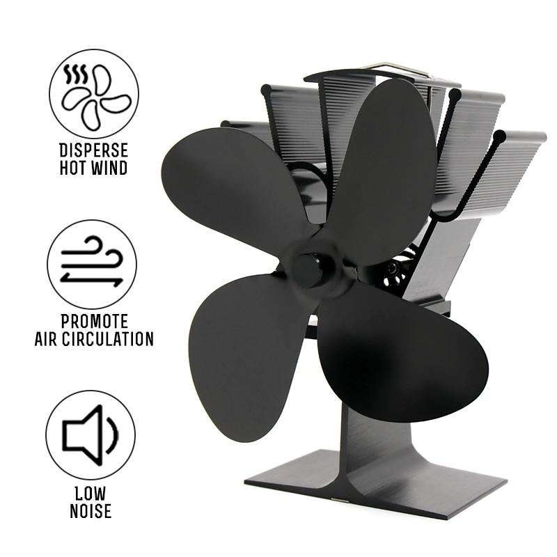 Eco-friendly Heat Powered Stove Fan for Wood / Gas / Pellet Stoves - Rose Red-3