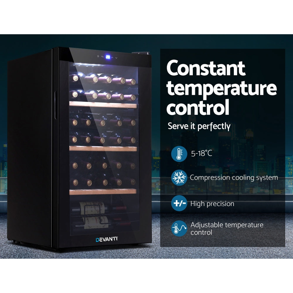 NNEDSZ 34 Bottles Wine Cooler Compressor Chiller Beverage Fridge-2