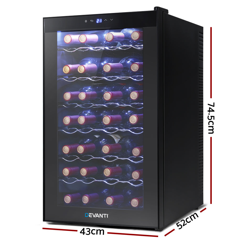 NNEDSZ Wine Cooler 28 Bottles Glass Door Beverage Cooler Thermoelectric Fridge Black-1