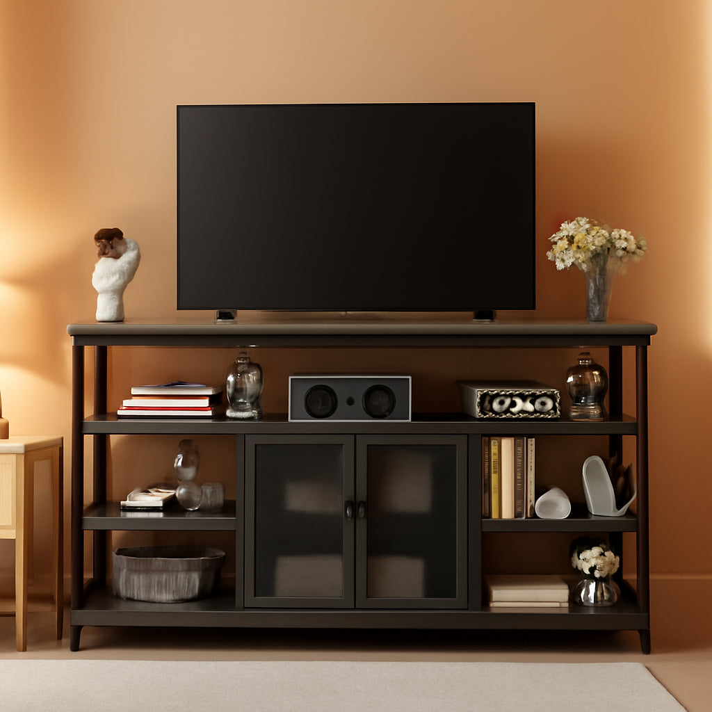 Tall TV Stand for 65 Inch TV With Storage Cabinet Grey Oak-0