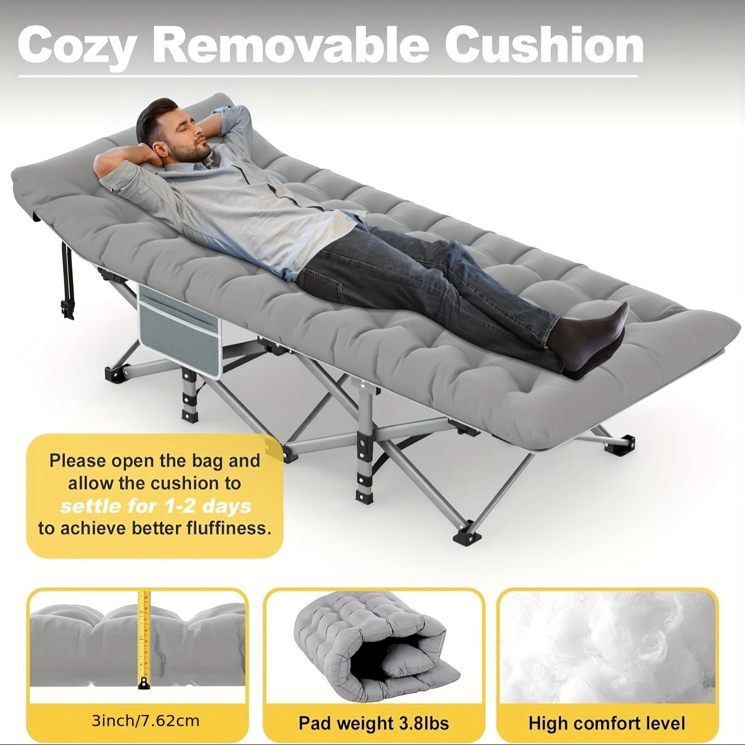 NNETM Folding Camp Cot with Mattress-1