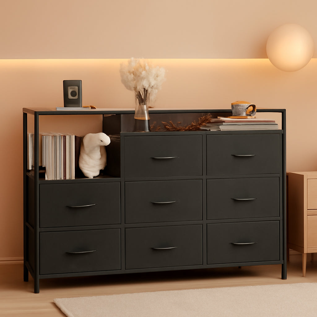 Black TV Stand With Charging Station Bedroom Furniture-0