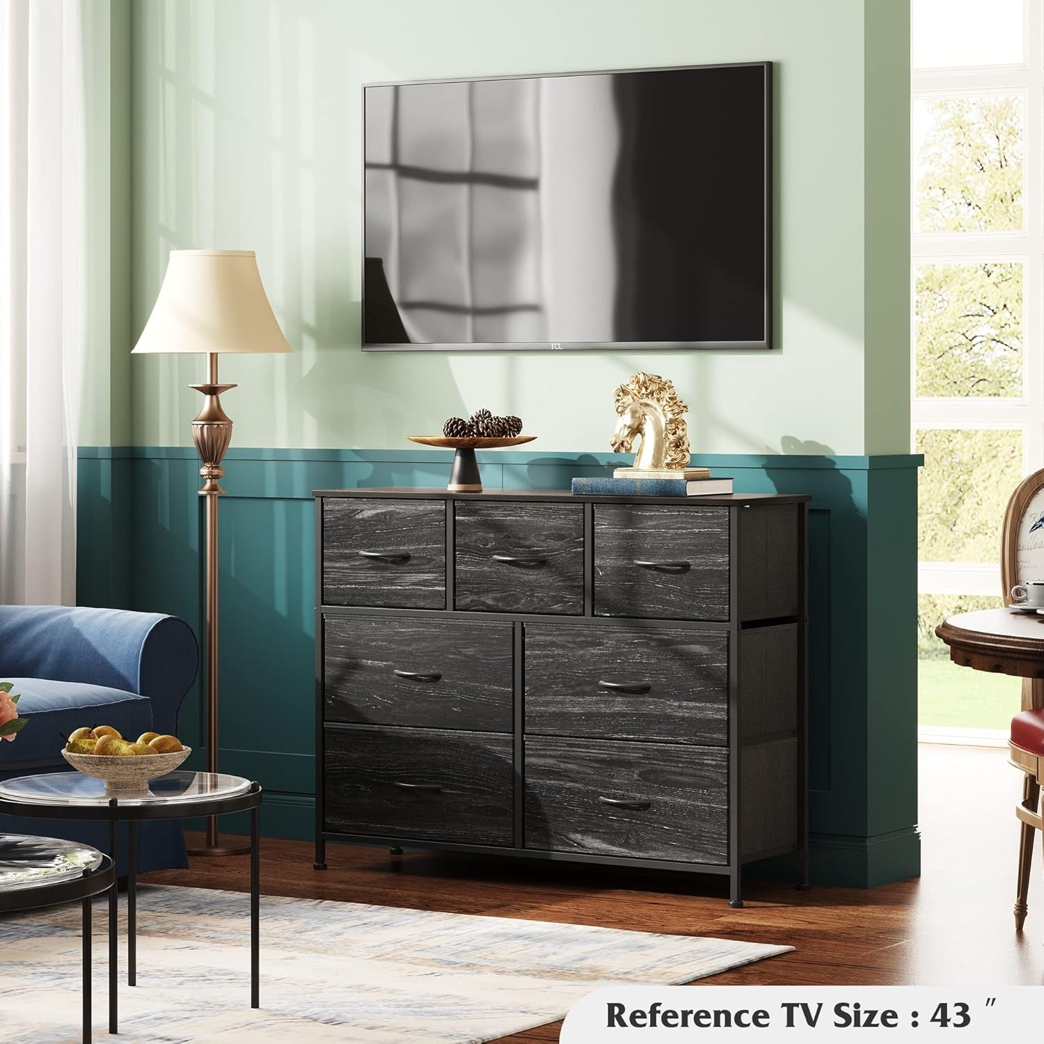 TV Stand For 45 Inch TV With Durable Fabric Drawers-1