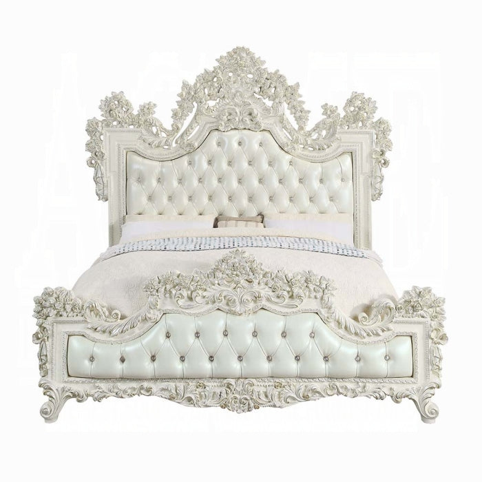 Rococo style white and gold king bed
