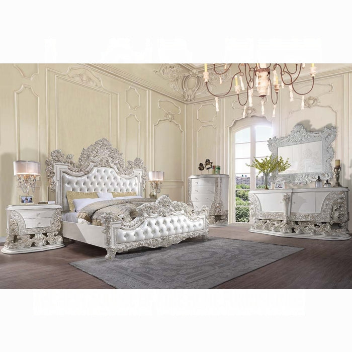 Antique white and gold luxury king bed