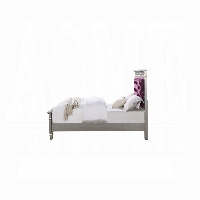 Silver mirrored trim full bed frame
