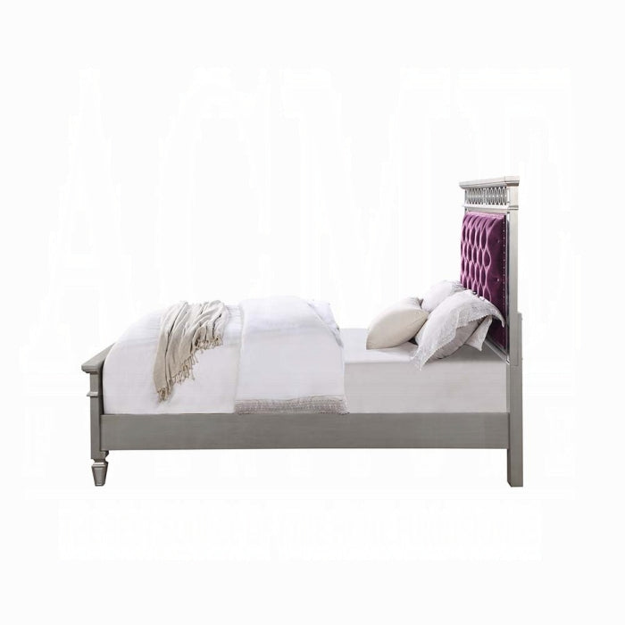 Silver mirrored trim twin bed frame