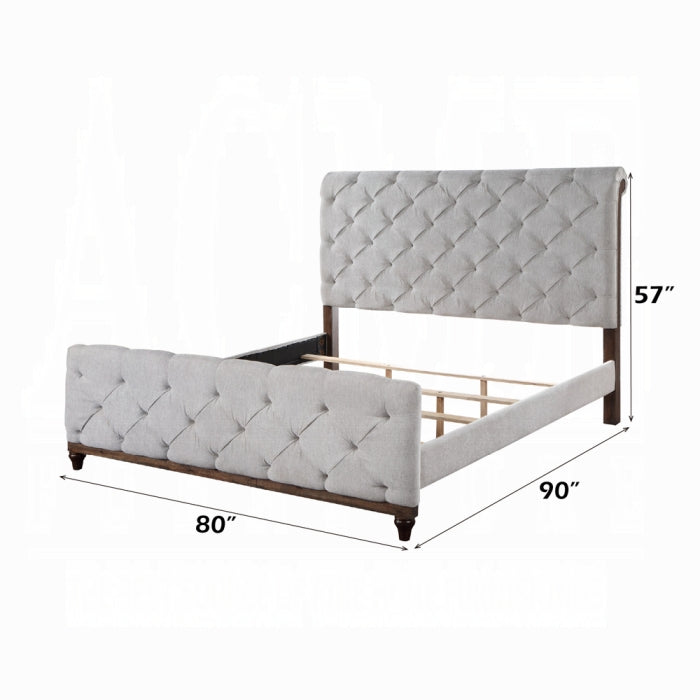Elegant rolled headboard king bed