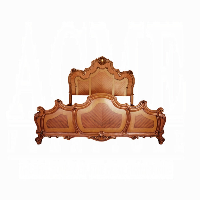 Arched headboard ornate wooden bed