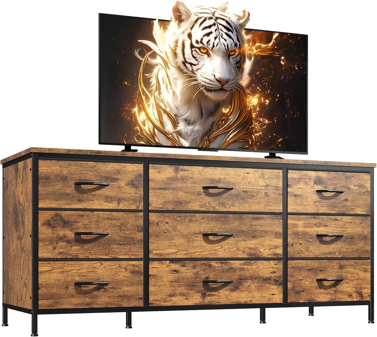 9 Drawer Dresser TV Stand For 60 Inch TV Modern Console-1