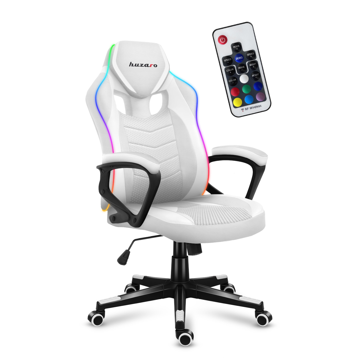 Fotel Force 2.5 RGB LED Gamer szék távirányítóval - Fehér (HZ-FORCE 2.5 RGB WHITE MESH)-0