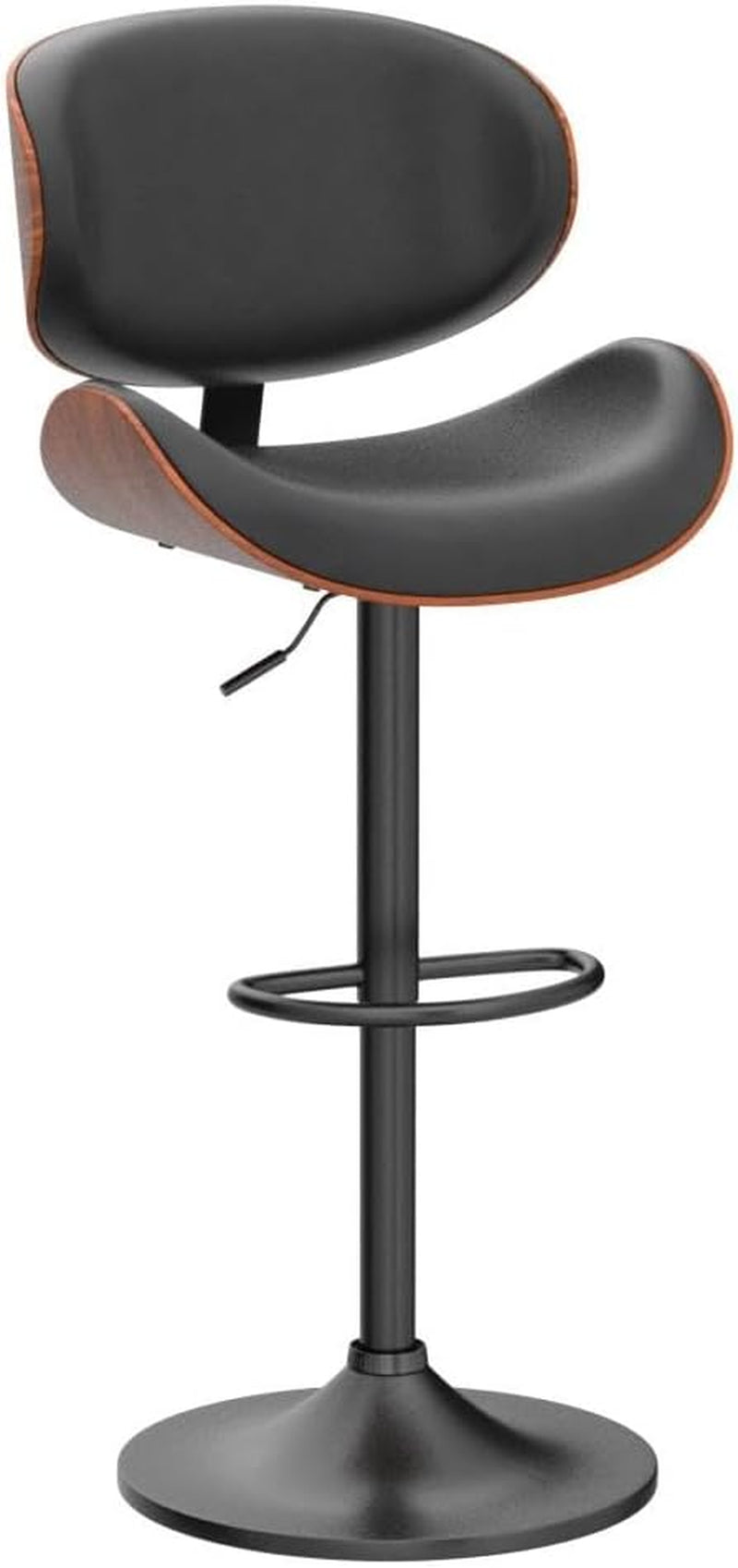 Contemporary Bentwood Adjustable PU Leather Bar Stools Set-4