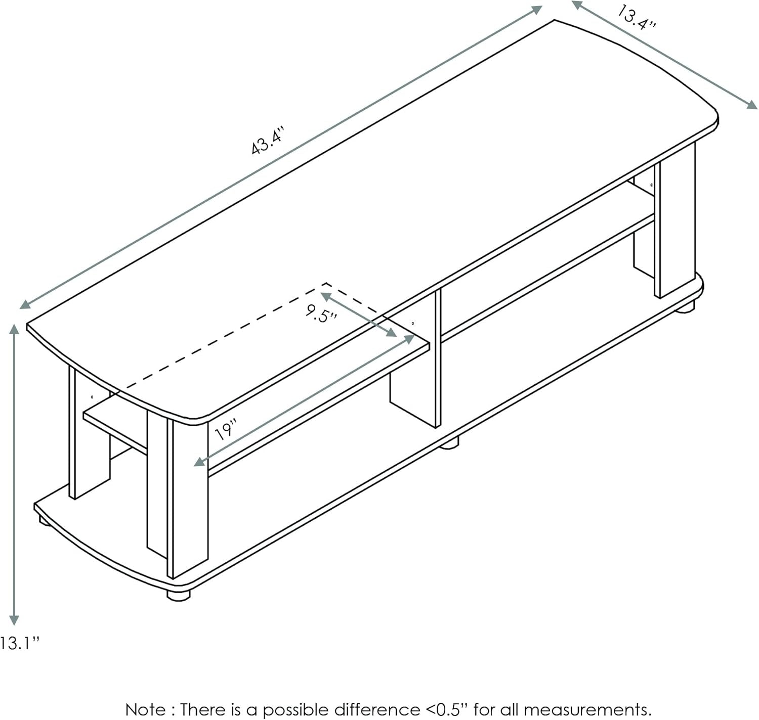 Nelly Dark Walnut Entertainment Center TV Stand 43.3W x 13.4H-1