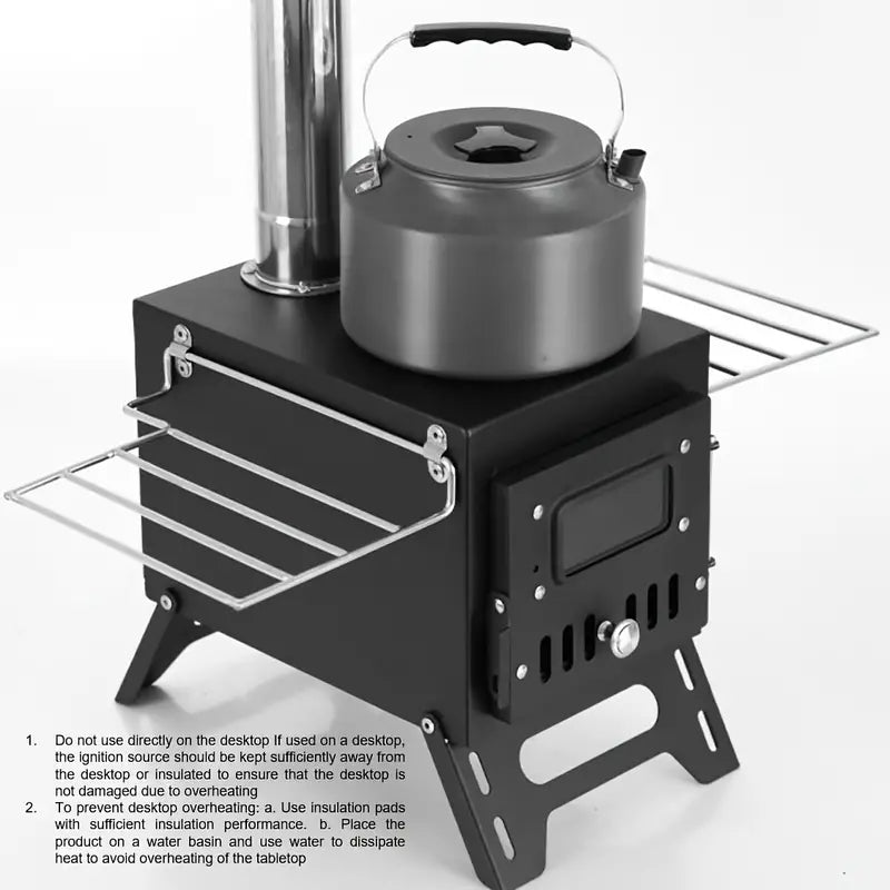 Portable Black Outdoor Stove with Fireplace-1