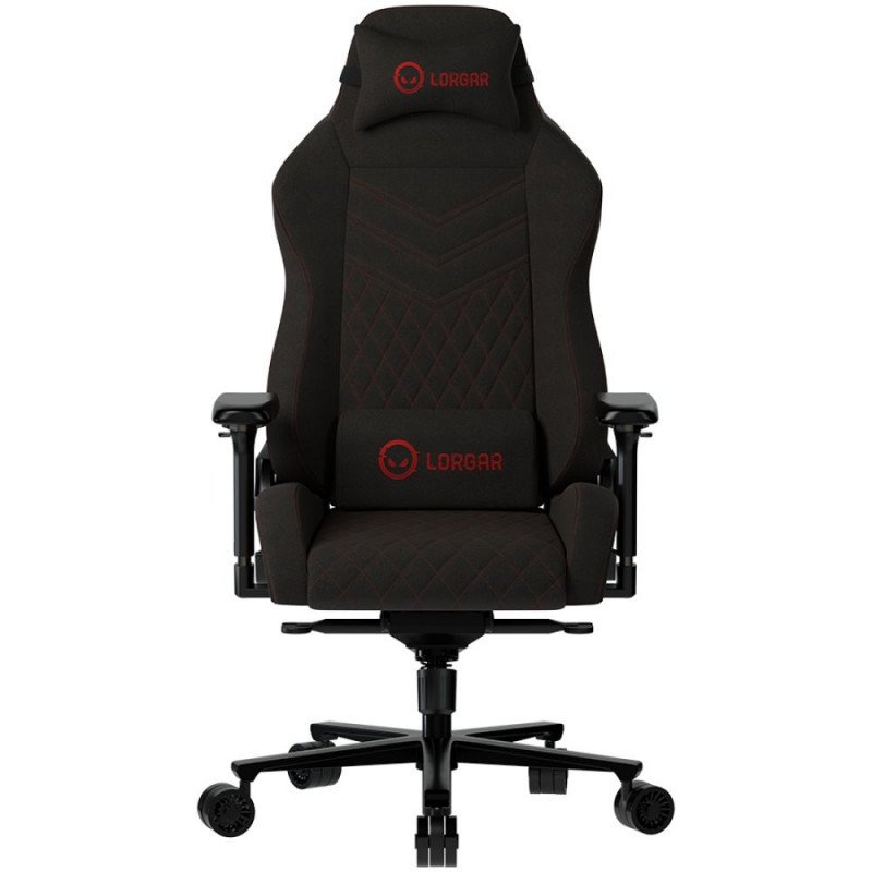 LORGAR Ace 422, Gaming chair, Anti-stain durable fabric, 1.8 mm metal frame, multiblock mechanism, 4D armrests, 5 Star aluminium base, Class-4 gas lift, 75mm PU casters, Black + red (LRG-CHR422BR)-0