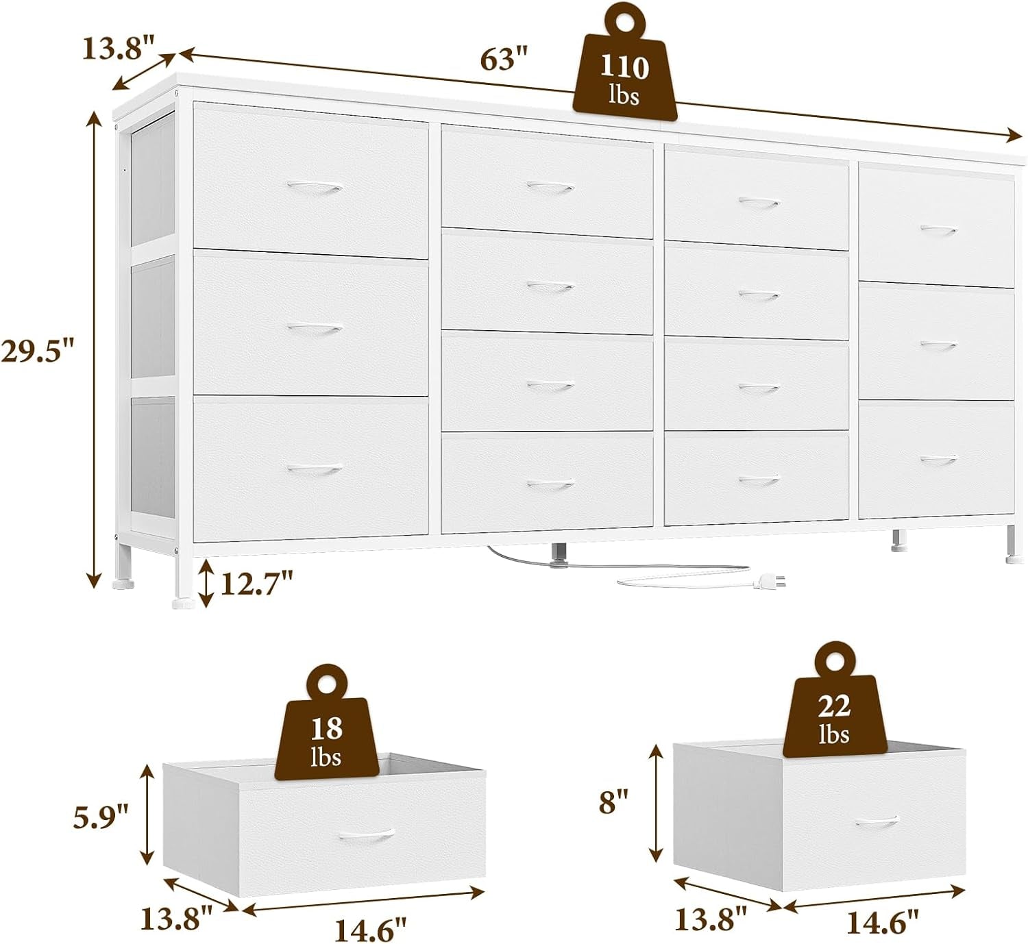 Ultramodern White 63 Inch TV Stand With Integrated Storage-1