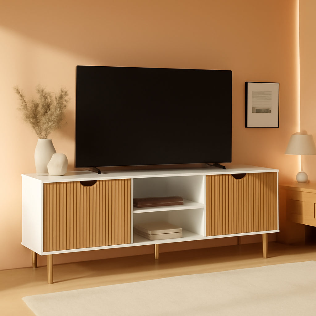 Modern 70 Inch TV Stand With Durable Adjustable Shelves-0