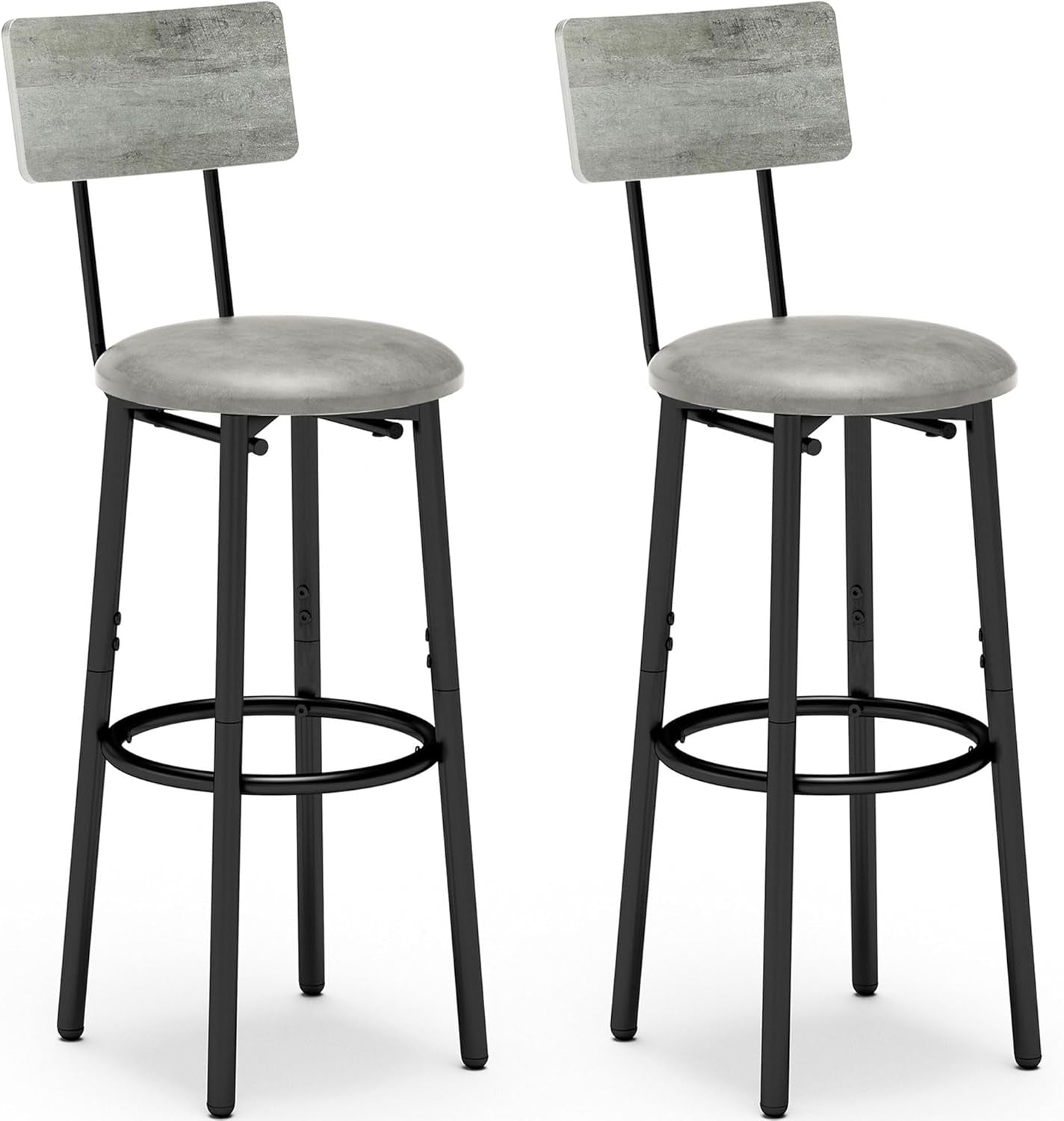 Ergonomic Gray and Black Bar Stools with Backrest-0
