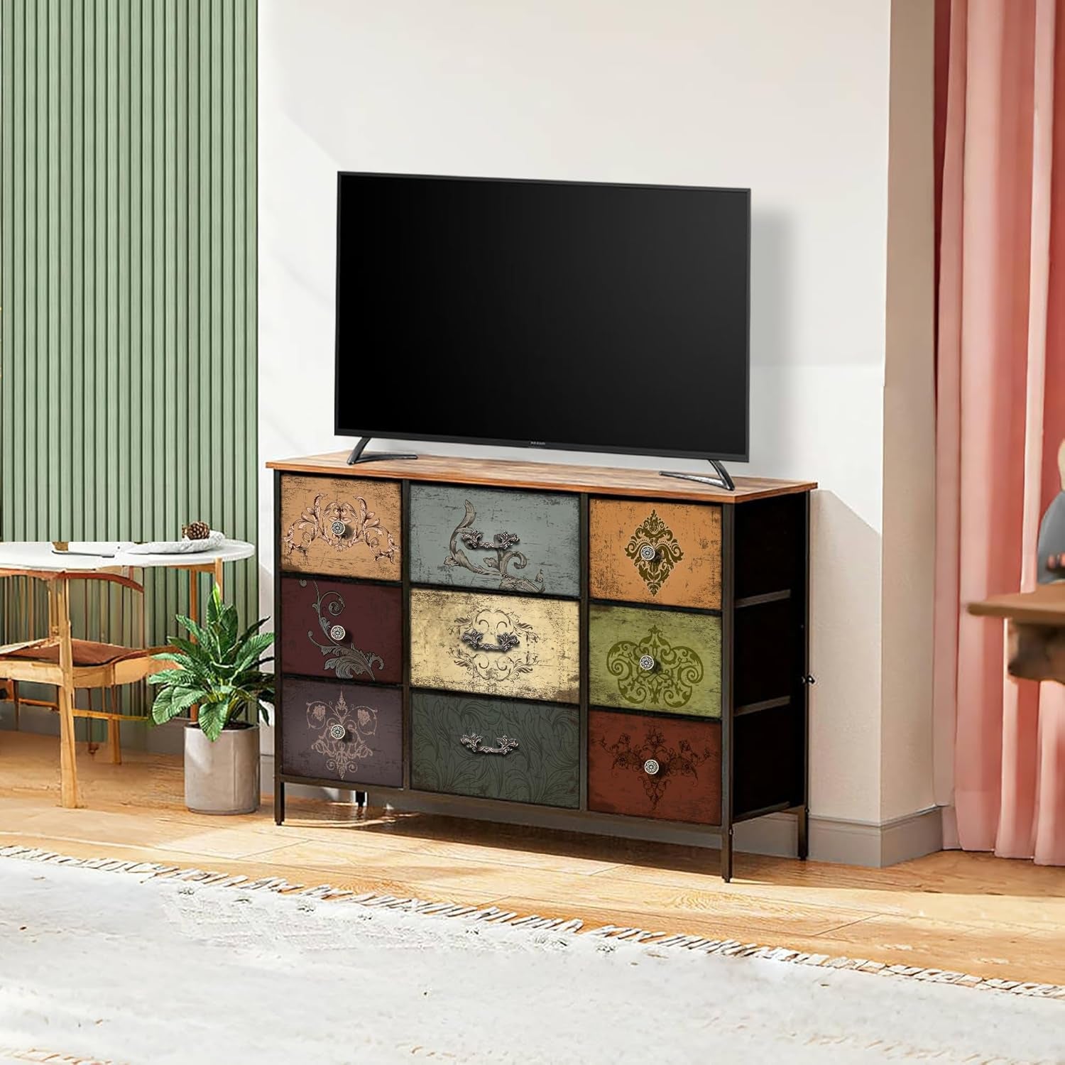 Premium 9-Drawer Dresser With Extra-Large TV Stand-1
