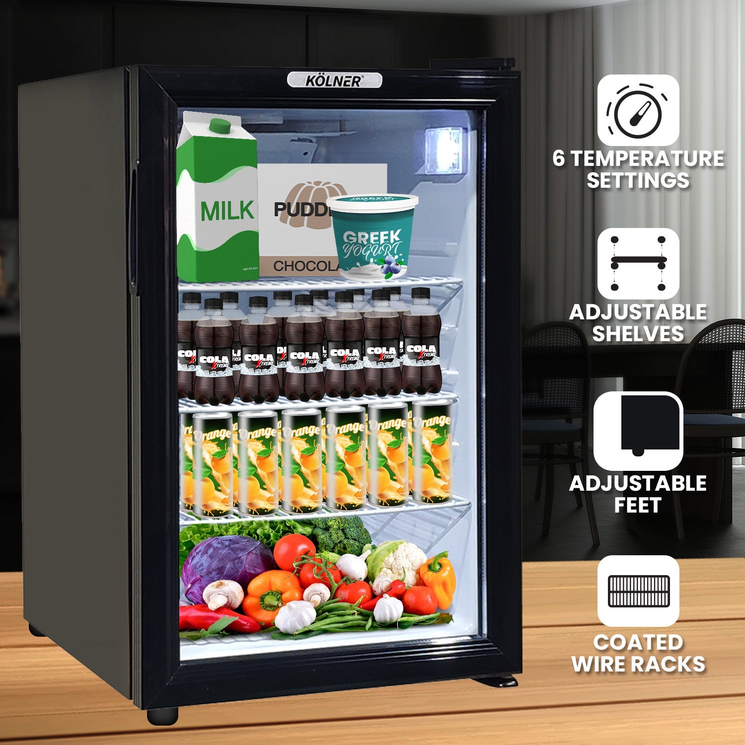 NNEDPE 70L Bar Fridge with Glass Door-3