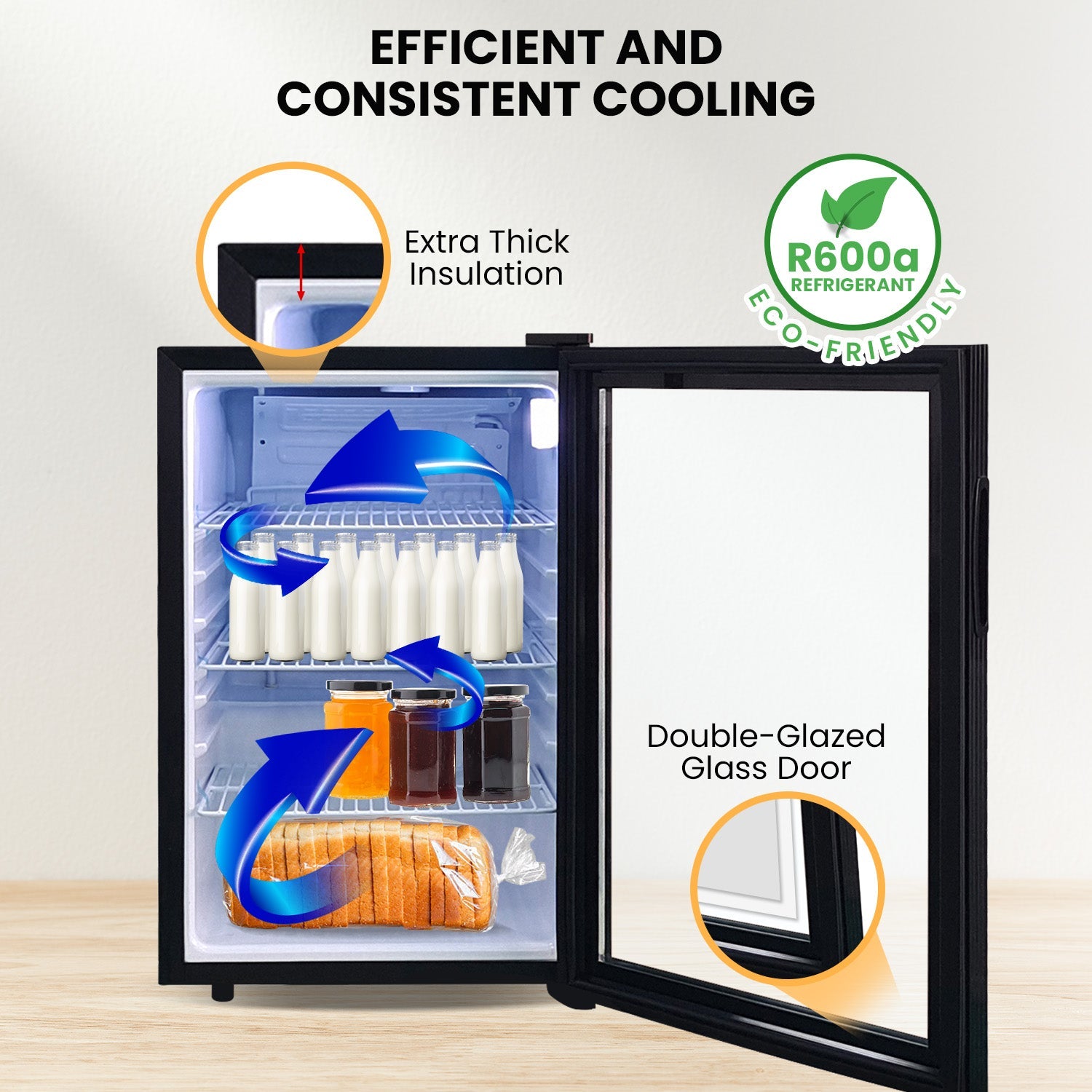 NNEDPE 70L Bar Fridge with Glass Door-4