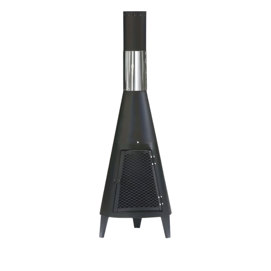 Outdoor Chimney Fireplace with Mesh Door Black Steel-0