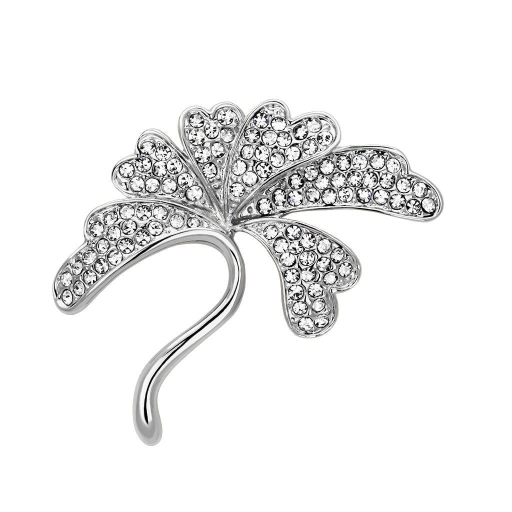 LO2875 - Flash Rose Gold White Metal Brooches with Top Grade Crystal in Clear-0