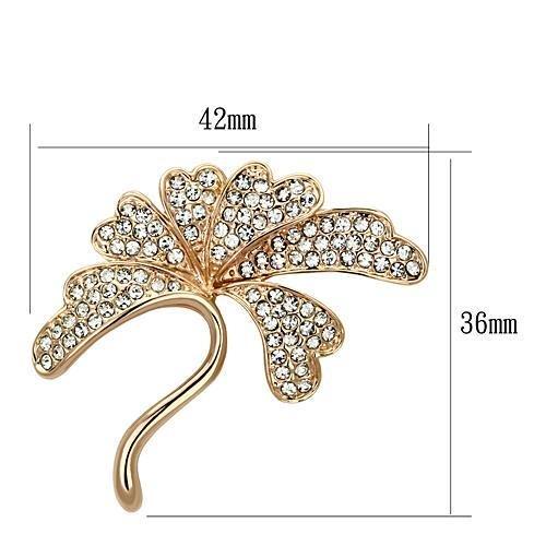 LO2875 - Flash Rose Gold White Metal Brooches with Top Grade Crystal in Clear-1