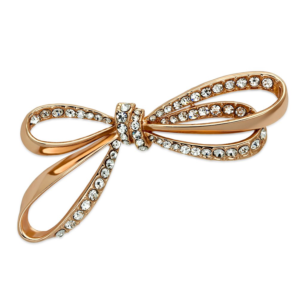 LO2891 - Flash Rose Gold White Metal Brooches with Top Grade Crystal in Clear-0