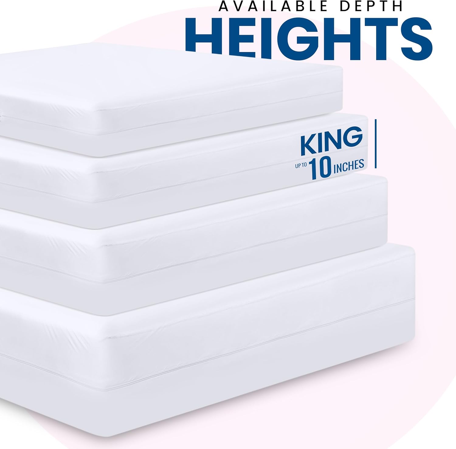 Premium Waterproof Bed Bug Mattress Cover, Zippered Mattress Protector, 10 Inches Deep, Dust Mite Proof 6-Sided Mattress Encasement for Bed-3