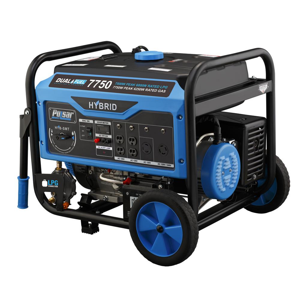 Pulsar 7750/6250 Watt (Gas) 7500/6000 Watt (LP) Dual Fuel Generator PG7750B-3