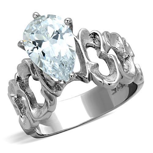 TK1534 - High polished (no plating) Stainless Steel Ring with AAA Grade CZ in Clear-0