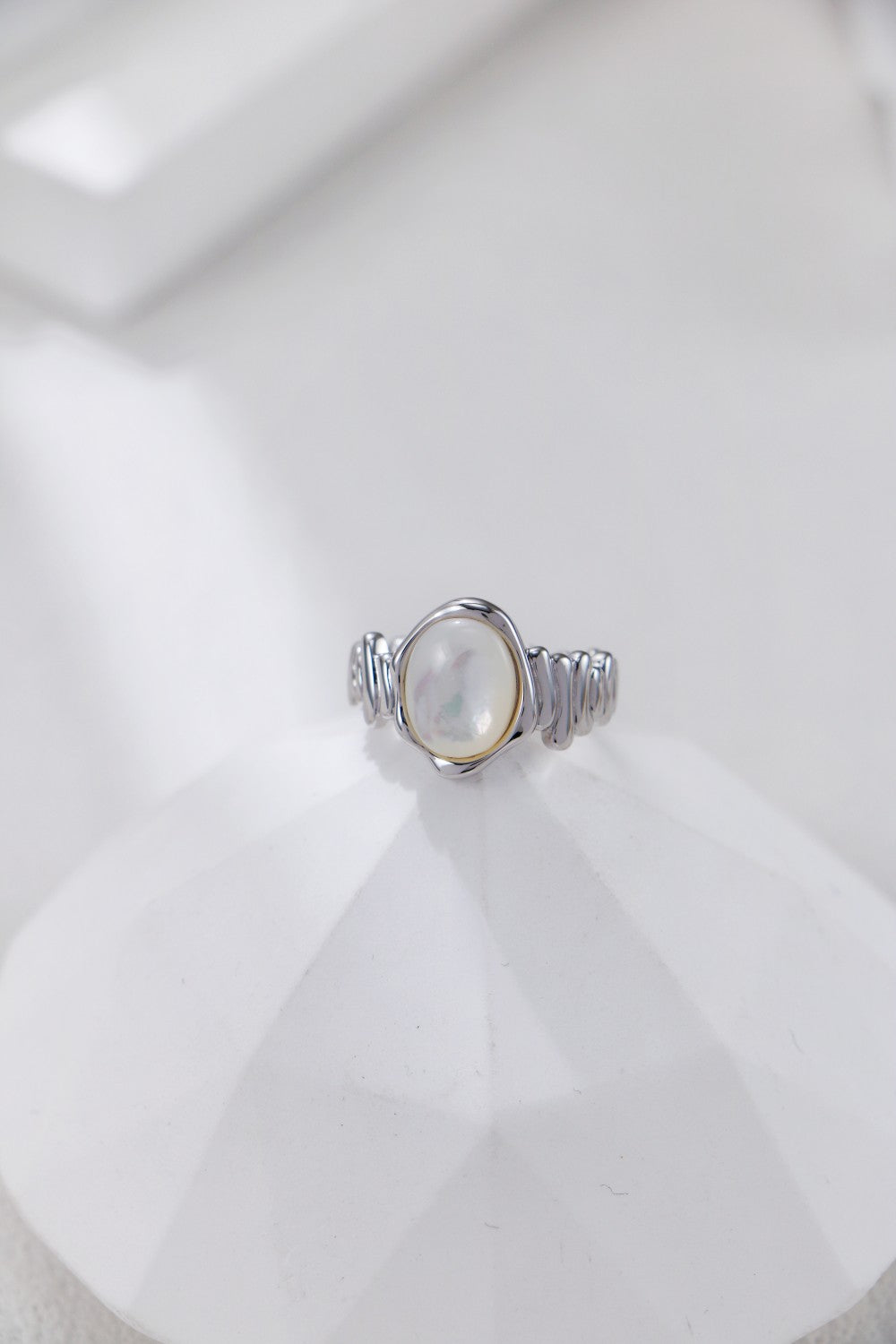 Woven Tiger Eye / Mother of Pearl Ring-1