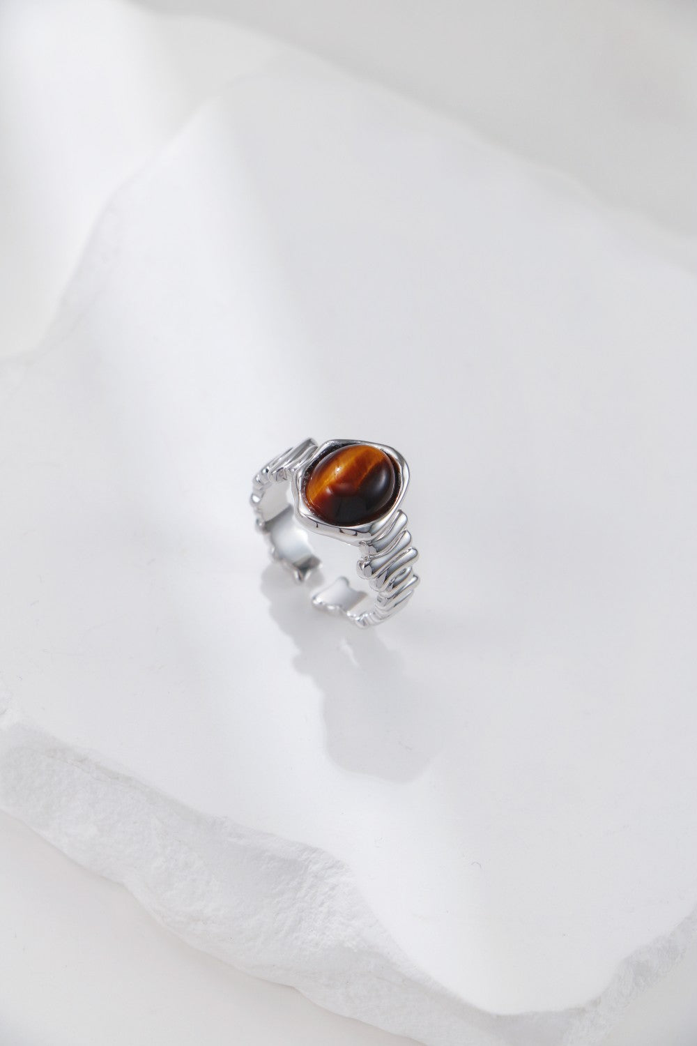 Woven Tiger Eye / Mother of Pearl Ring-2