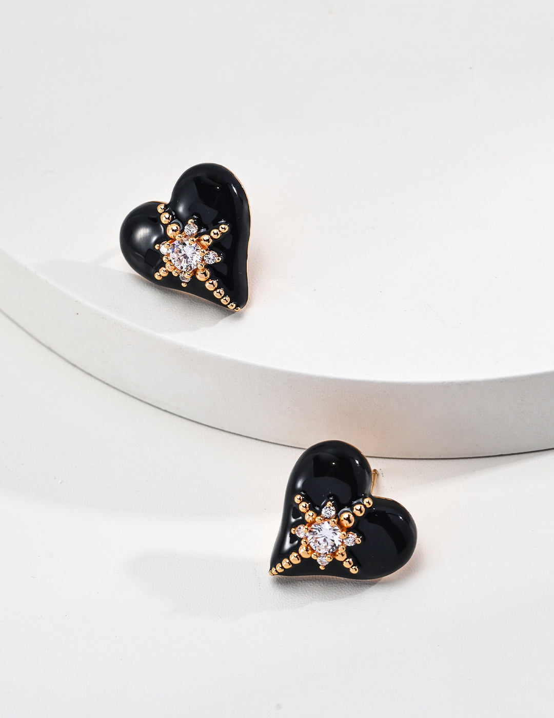 Mystic Glow Heart Stud Earrings-0