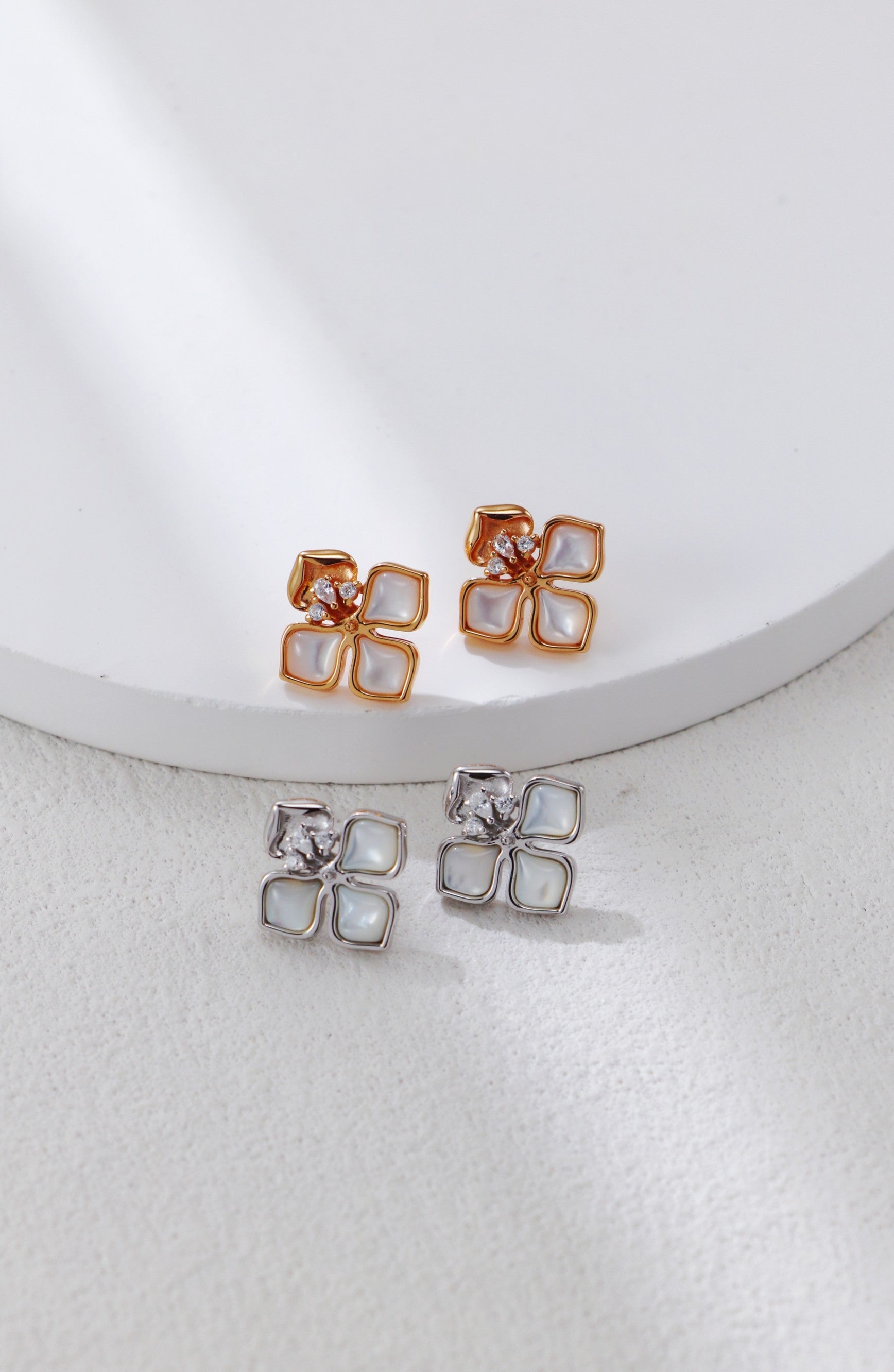 Mother of Pearl Clover Stud Earrings-0