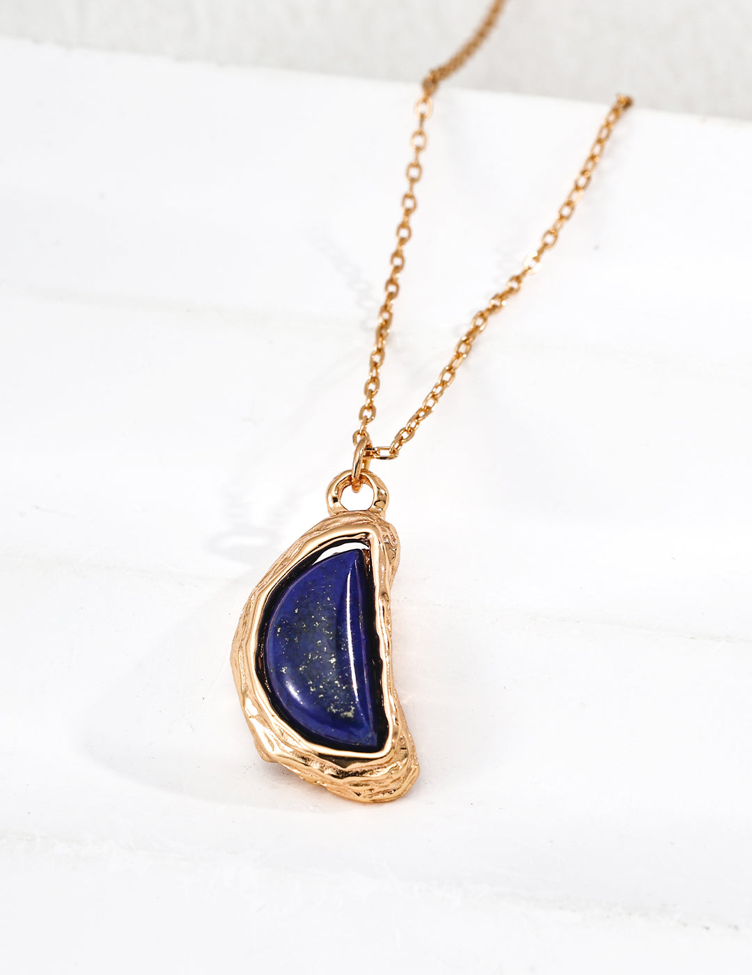 Half-Moon Lapis Lazuli Pendant Necklace-1