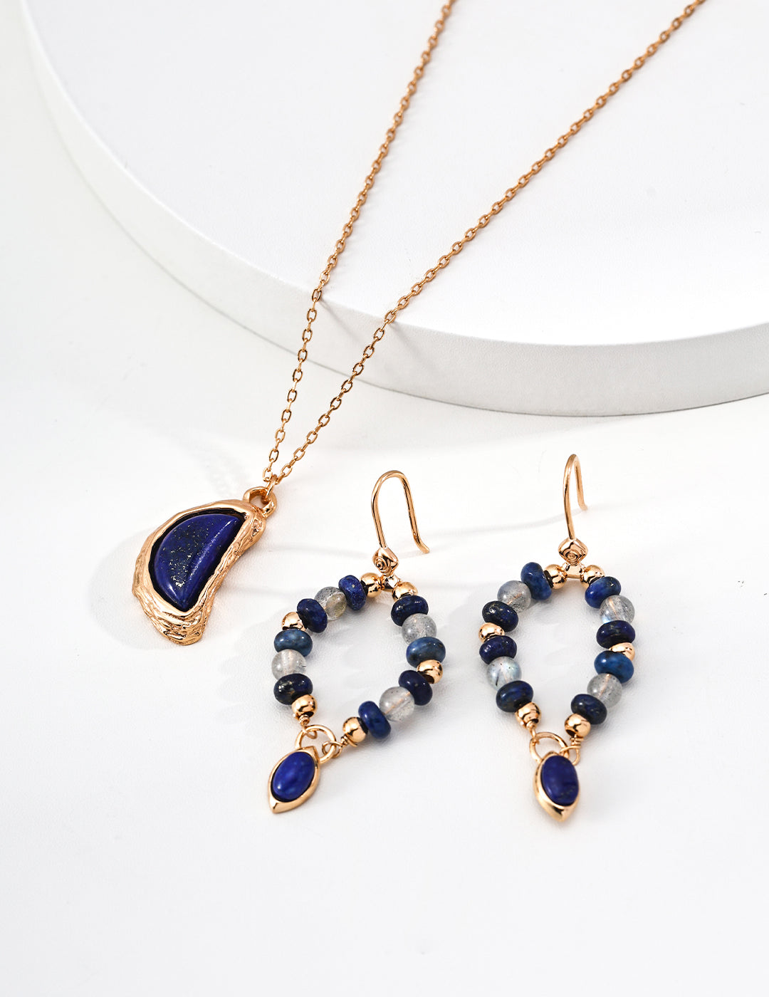 Half-Moon Lapis Lazuli Pendant Necklace-2