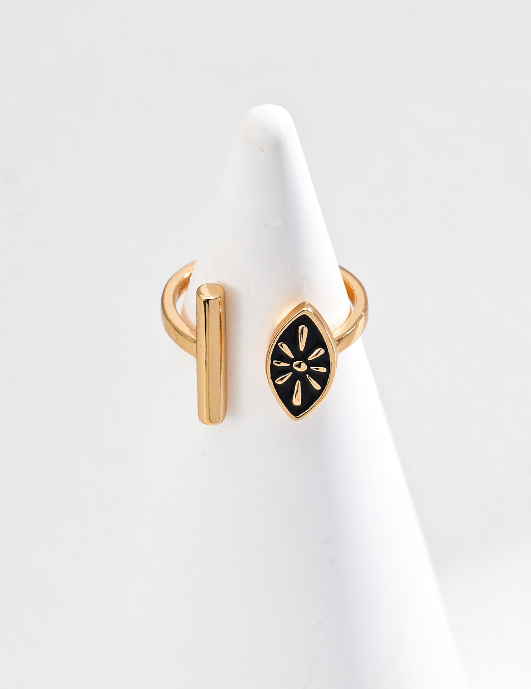 Asymmetrical Enamel Floral Open Ring-1