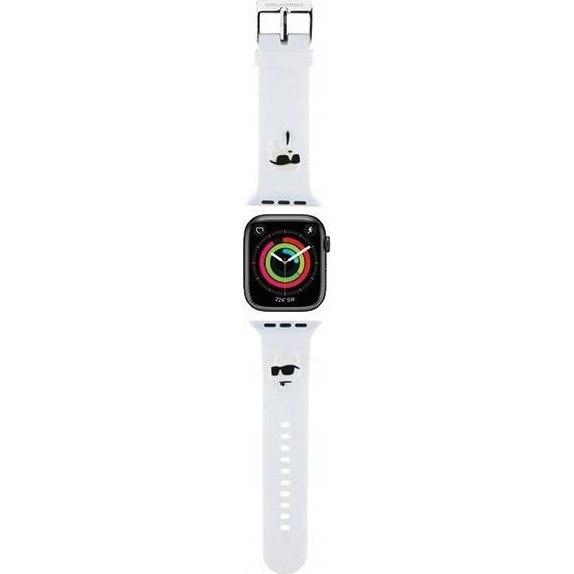 CG MOBILE KARL LAGERFELD KARL AND CHOUPETTE HEAD NFT pótszíj (egyedi méret, kicsi, szilikon, fém csat) FEHÉR Apple Watch Series 5 40mm / Watch Series 4 40mm / Watch Series 3 38mm (KLAWMSLKCNH) ( )-0