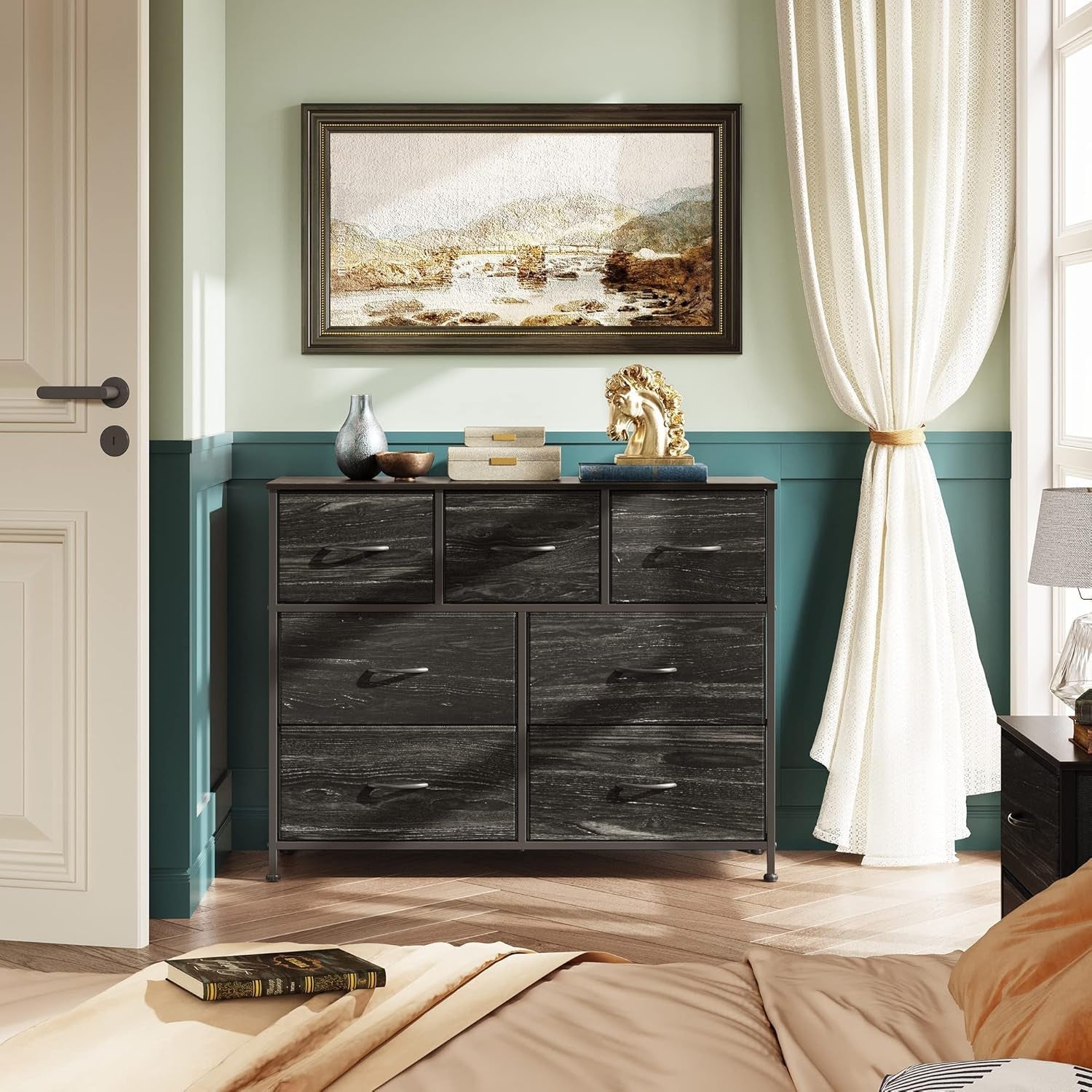 TV Stand For 45 Inch TV With Durable Fabric Drawers-3