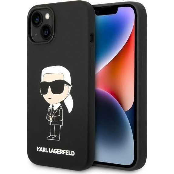 Karl Lagerfeld KLHMP14MSNIKBCK iPhone 14 Plus / 15 Plus 6,7" Keménytok Fekete Szilikon Ikonikus Magsafe (KLD1350)-0