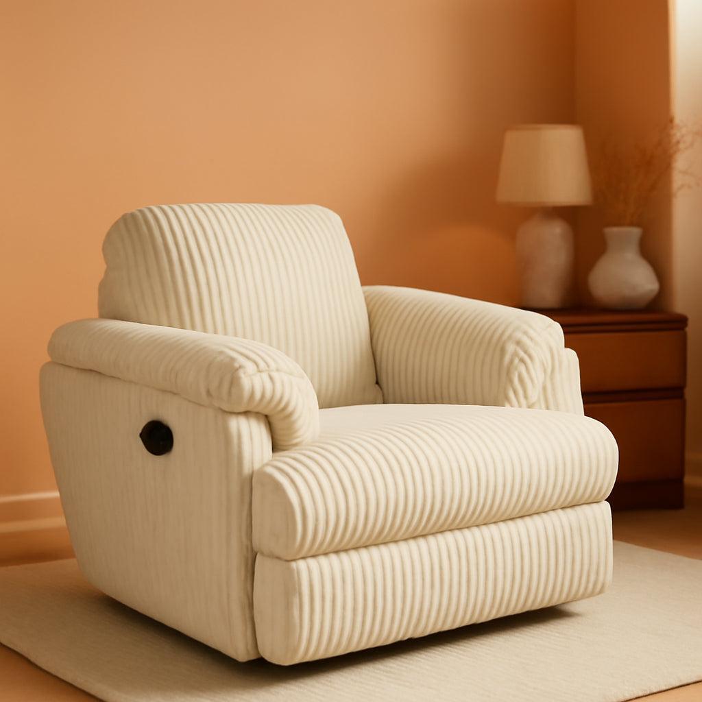 Cozy Contemporary Swivel Glider Rocker Recliner White-0