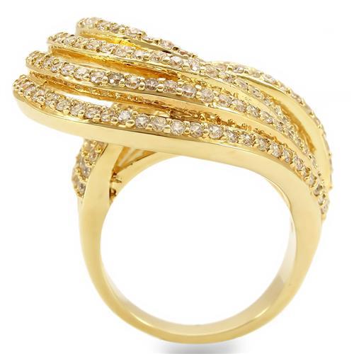 0W316 - Gold Brass Ring with AAA Grade CZ  in Clear-3