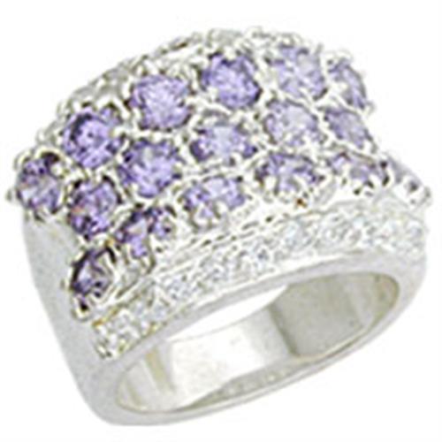 12507 - High-Polished 925 Sterling Silver Ring with AAA Grade CZ  in Light Amethyst-0