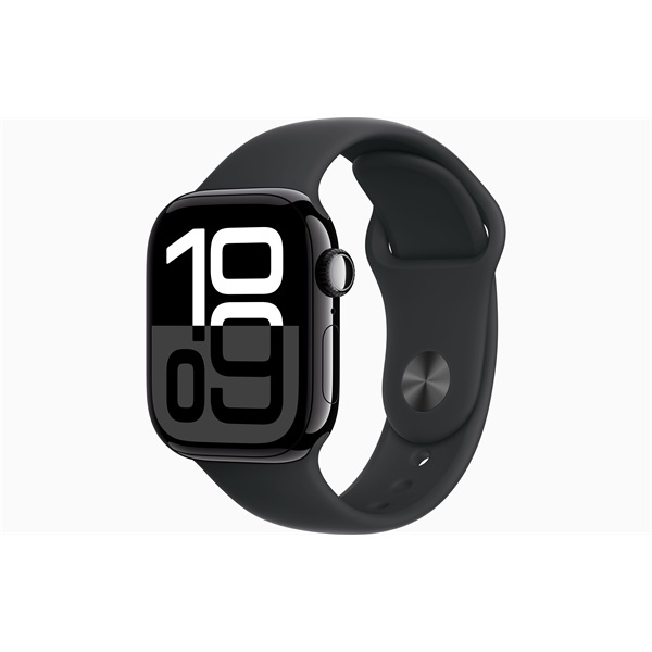 Apple Watch S10 GPS (42mm) kozmoszfekete alumínium tok, fekete sportszíj (S/M) okosóra (MWWE3QH/A)-0